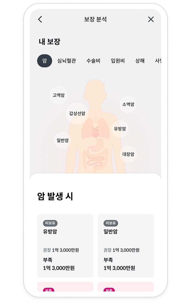 보장분석 기능에 대한 예시